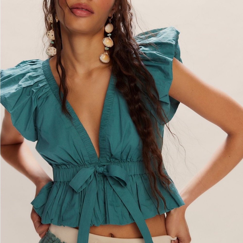 Free People Teal Crop Top